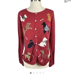 Vintage Capacity Embroidered Puppy Dog Patchwork Cardigan